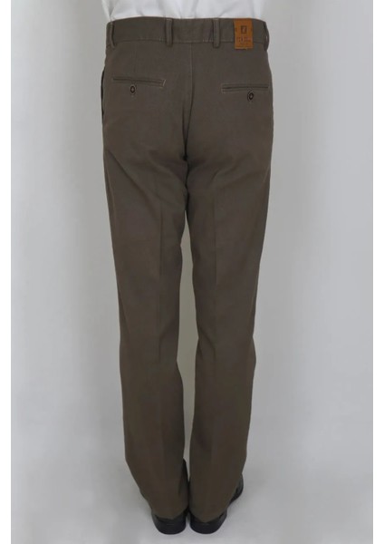 Fistan Store Erkek Camel Rahat Kalıp Yandan Cep Boru Paça Büyük Beden Kışlık Keten Pantolon
