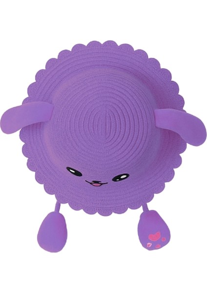 Kulakları Hareket Eden Çocuk Hasır Plaj Fötür Şapkası Mor fırsatları