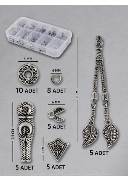 5 Adet Çiftli Yaprak Püskül Seti - Doğal Taş | Epoksi Tesbih ve Takı Yapımı Için Şık ve Dayanıklı Seçim