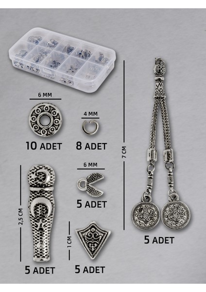 5 Adet Çiftli Tuğra Püskül Seti - Doğal Taş | Epoksi Tesbih ve Takı Yapımı Için Şık ve Dayanıklı Seçim
