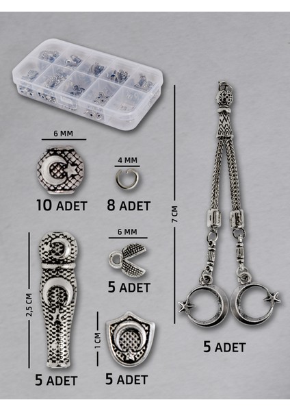 5 Adet Çiftli Ayyıldız Püskül Seti - Doğal Taş | Epoksi Tesbih ve Takı Yapımı Için Şık ve Dayanıklı Seçim