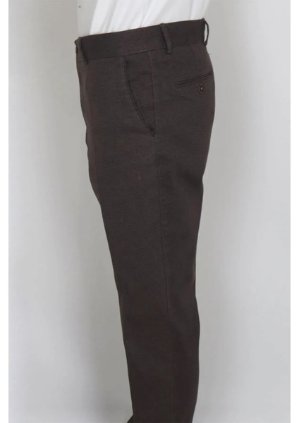 Fistan Store Erkek Kahverengi Rahat Kalıp Yandan Cep Boru Paça Battal Kışlık Keten Pantolon modelleri