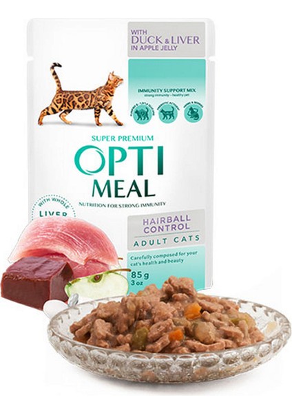 Ördek Ciğerli Elma Jöleli Hairball Control Yaş Kedi Maması 85 gr Dpmah