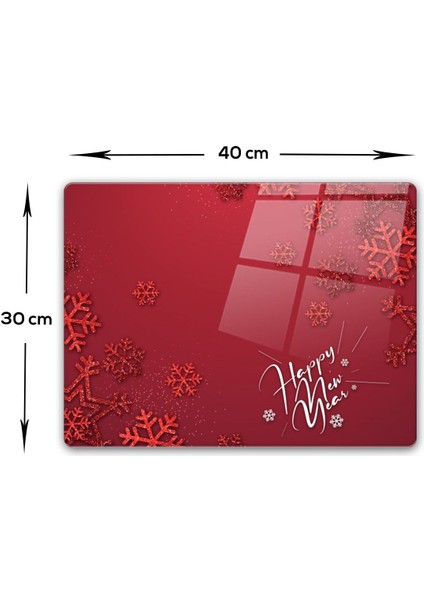 Cam Kesme Tahtası - Cam Kesme Tablası | Happy New Year Kırmızı | 30CM x 40CM fırsatları