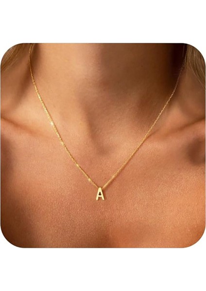 A Harfi Tasarım 18K Altın Kaplama Harfli Kolye Isimli Kişiye Özel Kolye Hediye Paketli Kutulu