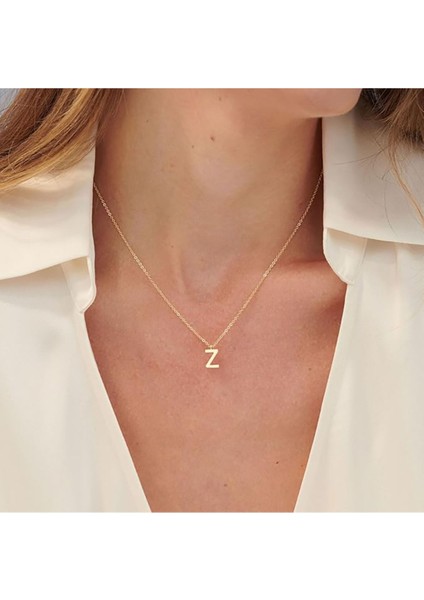 Z Harfi Mini 18K Altın Kaplama Harfli Kolye Isimli Kişiye Özel Kolye Hediye Paketli Kutulu