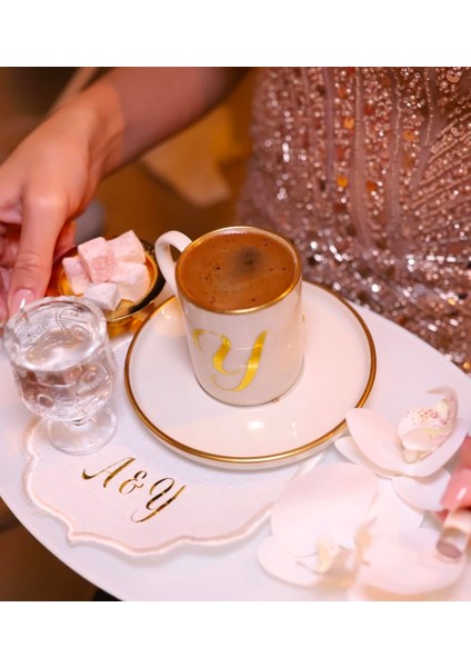 Isme Özel Damat, Kız Isteme, Nişan Kahve Fincanı ve Mendili