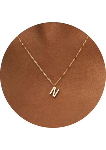 N Harfi Mini 18K Altın Kaplama Harfli Kolye Isimli Kişiye Özel Kolye Hediye Paketli Kutulu