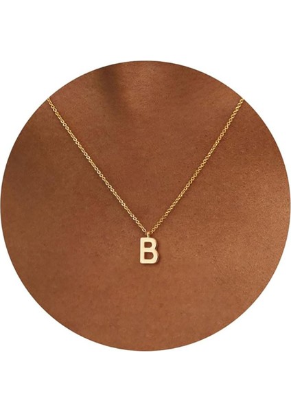 B Harfi Mini 18K Altın Kaplama Harfli Kolye Isimli Kişiye Özel Kolye Hediye Paketli Kutulu