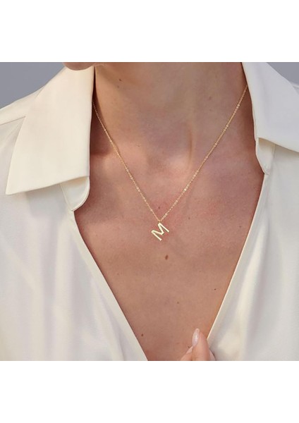 M Harfi Mini 18K Altın Kaplama Harfli Kolye Isimli Kişiye Özel Kolye Hediye Paketli Kutulu modelleri