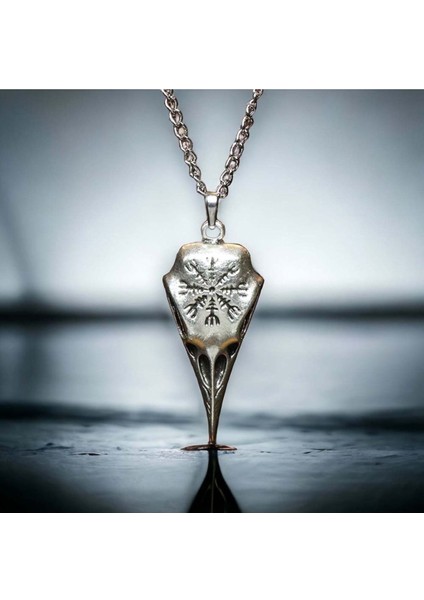 Gümüş Kaplama Tasarım Kafatası Çelik Kolye