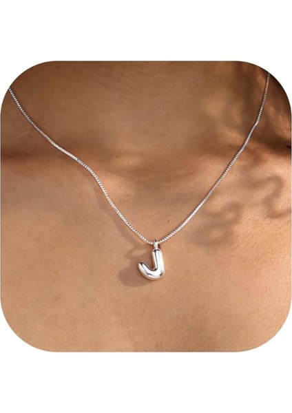 J Harfi Tasarım Balon Kolye 925 Ayar Gümüş Kaplama Isimli Kişiye Özel Kolye Hediye Paketli Kutulu fiyatları