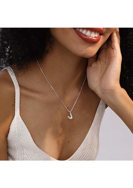 J Harfi Tasarım Balon Kolye 925 Ayar Gümüş Kaplama Isimli Kişiye Özel Kolye Hediye Paketli Kutulu modelleri