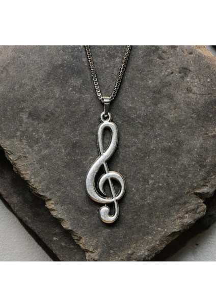 Gümüş Kaplama Tarz Nota Çelik Kolye