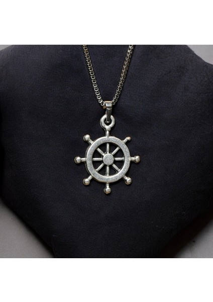 Gümüş Kaplama Tarz Çapa Dümen Çelik Kolye