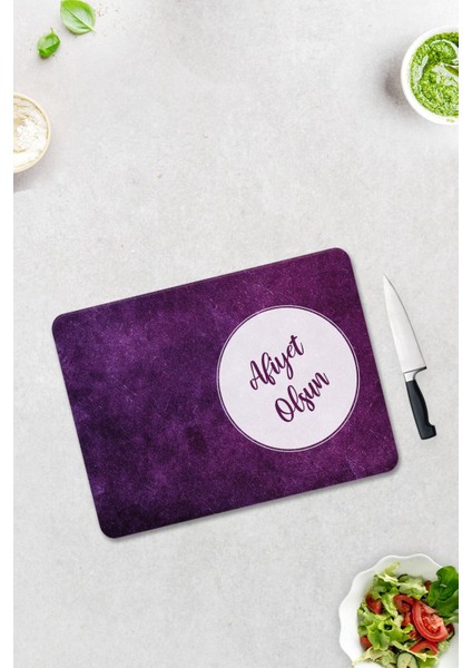 Afiyet Olsun | Mor Doku | Cam Kesme Tahtası - Cam Kesme Tablası | 30CM x 40CM modelleri