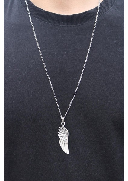 Gümüş Kaplama Tasarım Kanat Çelik Kolye fırsatları