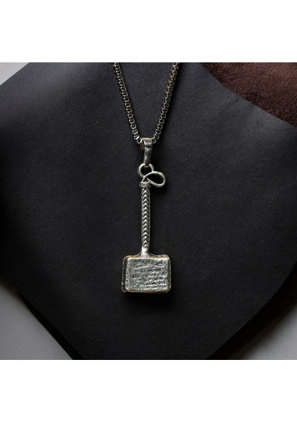 Gümüş Kaplama Tarz Thor Un Çekici Çelik Kolye Mjolnir