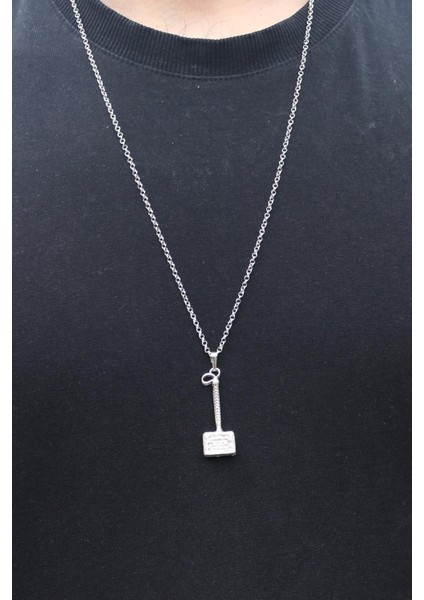 Gümüş Kaplama Tarz Thor Un Çekici Çelik Kolye Mjolnir fırsatları