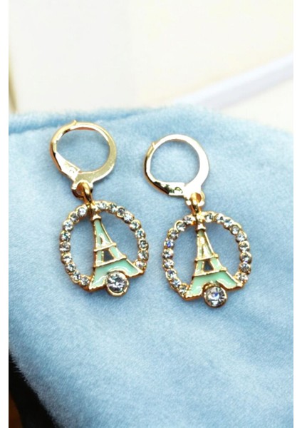 18K Altın Kaplama Huggie Sallantılı Mini Tasarım Çelik Küpe ve Kolye Set