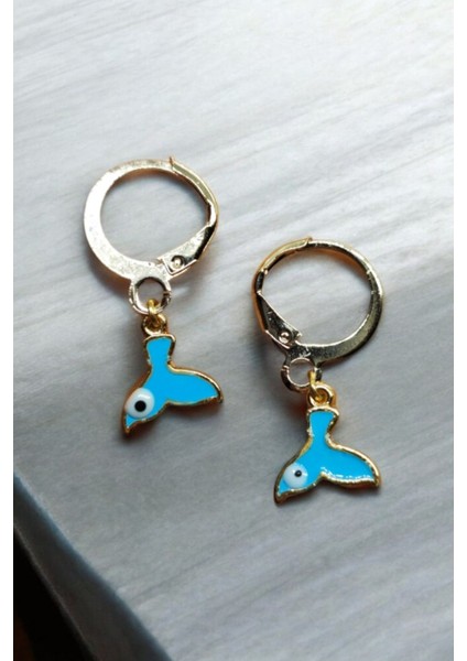 18K Altın Kaplama Huggie Sallantılı Mini Tasarım Çelik Küpe ve Kolye Set
