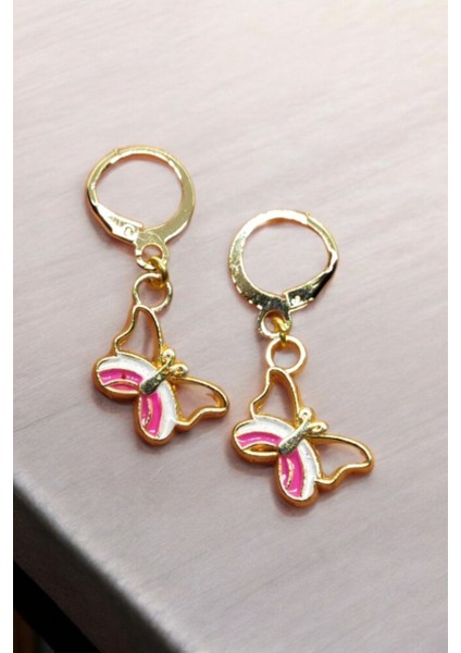 18K Altın Kaplama Huggie Sallantılı Mini Tasarım Çelik Küpe ve Kolye Set