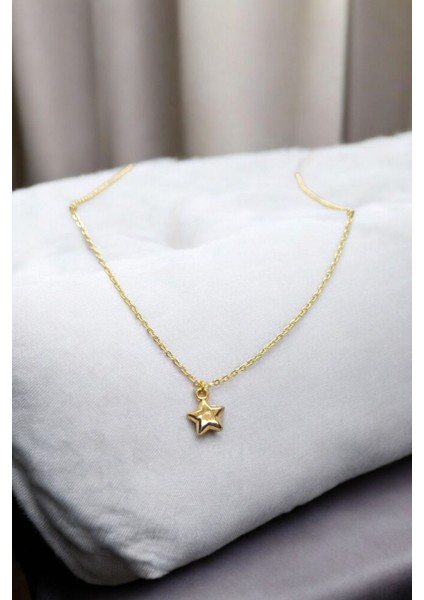 18K Altın Kaplama Huggie Sallantılı Mini Tasarım Çelik Küpe ve Kolye Set