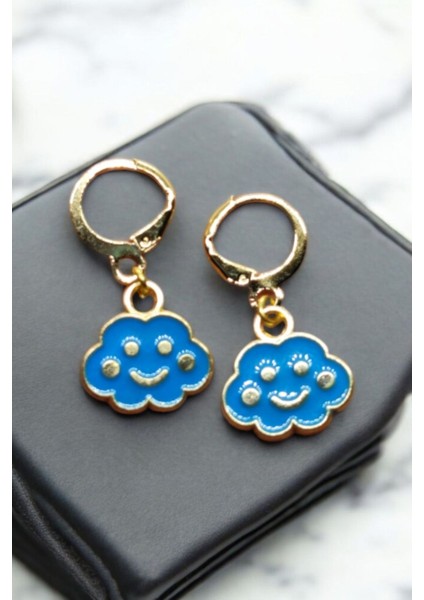 18K Altın Kaplama Huggie Sallantılı Mini Tasarım Çelik Küpe ve Kolye Set