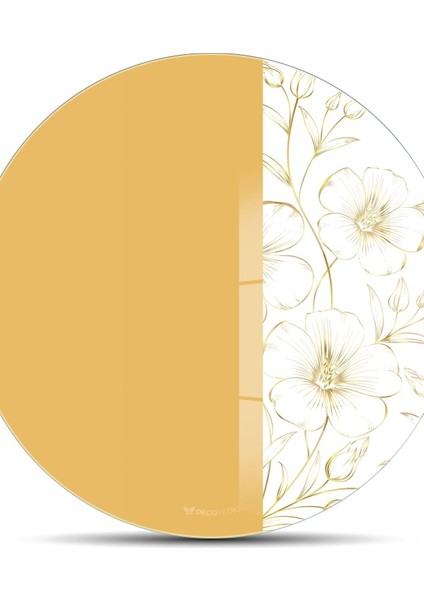 Cam Kesme Tahtası ve Sunumluk Vintage Sarı Çiçek 30X30 cm modelleri