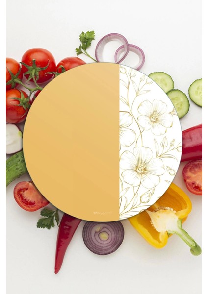 Cam Kesme Tahtası ve Sunumluk Vintage Sarı Çiçek 30X30 cm fırsatları