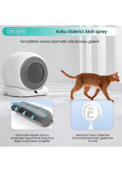 Q-Clean Wi-Fi Otomatik Akıllı Kedi Tuvaleti Gri (Ultra Sessiz+Akıllı Sprey Koku Giderici+App Kontrol+Akıllı Sensör)