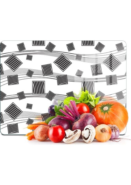 Cam Kesme Tahtası Amore Karışık Gri Desenli 20X30 cm