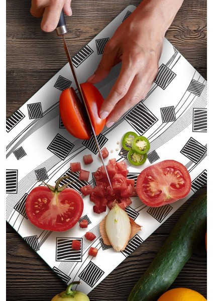 Cam Kesme Tahtası Amore Karışık Gri Desenli 20X30 cm fiyatları