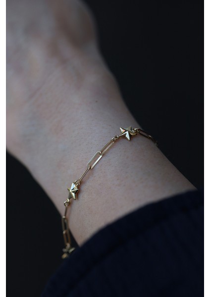 14 Ayar Altın Ataç Zincirli Yıldızlı Bileklik fiyatları