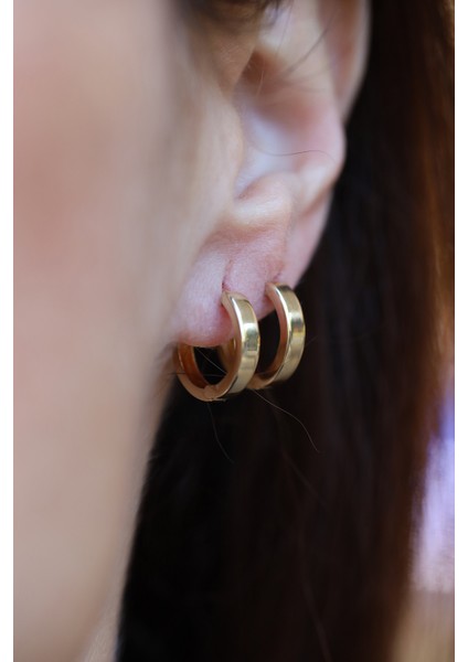 14 Ayar Altın Ince Halka (Çap:1.5 Cm) Küpe