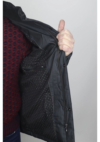 Fistan Store Erkek Hakim Yaka Normal Kalıp Fermuar ve Çıtçıt Kapamalı Kışlık Mont modelleri