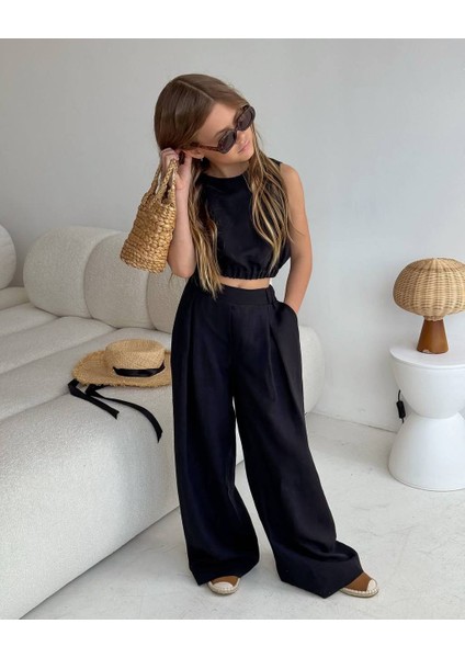 La’ciel Paris Crop Keten Takım modelleri