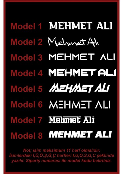 Isim Yazı Oto Sticker 20*4 cm