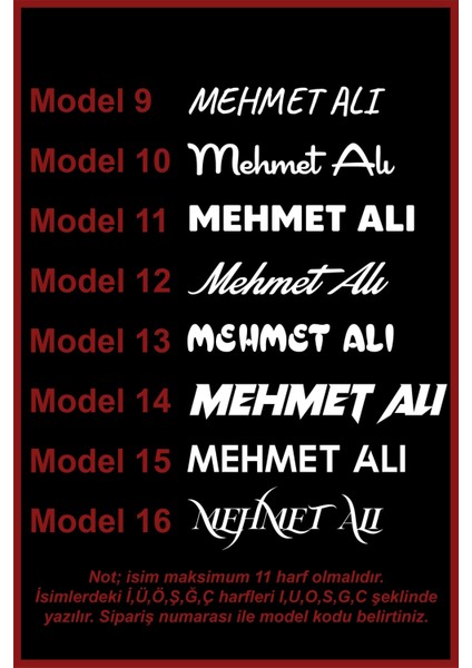 Isim Yazı Oto Sticker 20*4 cm