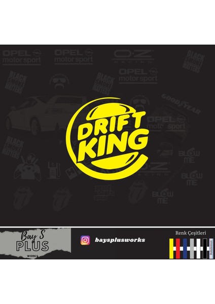Drift King Için Uyumlu Aksesuar Oto Cam Sticker Sarı 20 cm