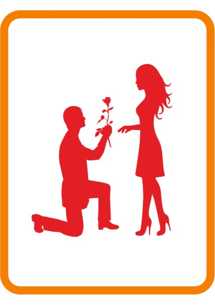 Evlilik Teklifi Oto Cam Sticker Kırmızı 24*20 cm