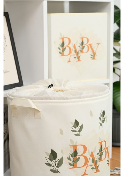 Baby ve Gökkuşağı Tasarımlı 2'li Çocuk Odası Saklama Kutusu Düzenleyici Oyuncak Kirli Sepeti 37X40 fiyatları