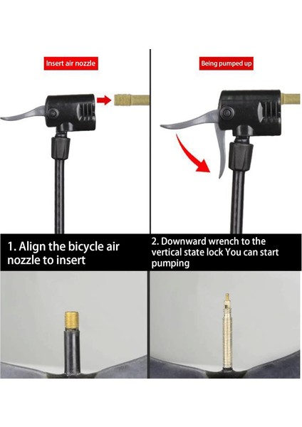 Mini Bisiklet Pompası Göstergeli Taşınabilir Ayak Pompası Motorsiklet ve Araç Pompası