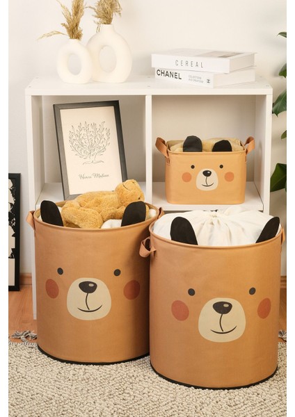 2'li Bear Tasarımlı Bebek Çocuk Odası Düzenleyici Saklama Kutusu Oyuncak Kirli Sepeti 37X40 fiyatları