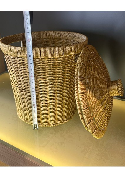Wicker 2'li Hasır Kapaklı Patates Soğan Sepet Set 2 Boy Sunum Sebzelik Örgü Çamaşır Sepeti Dekor modelleri