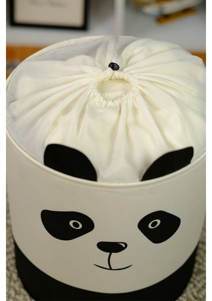 Panda Tasarımlı Bebek Çocuk Odası Fileli Düzenleyici Saklama Kutusu Oyuncak Kirli Sepeti 37X40 fırsatları