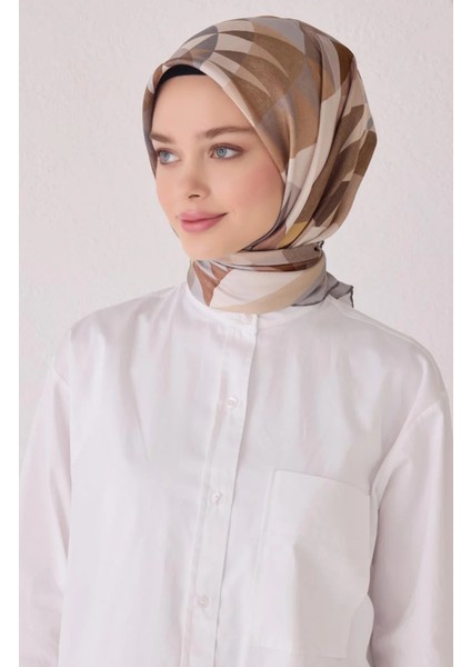Tivil Ipek Eşarp 4046-05 Kahverengi Karışık Desen