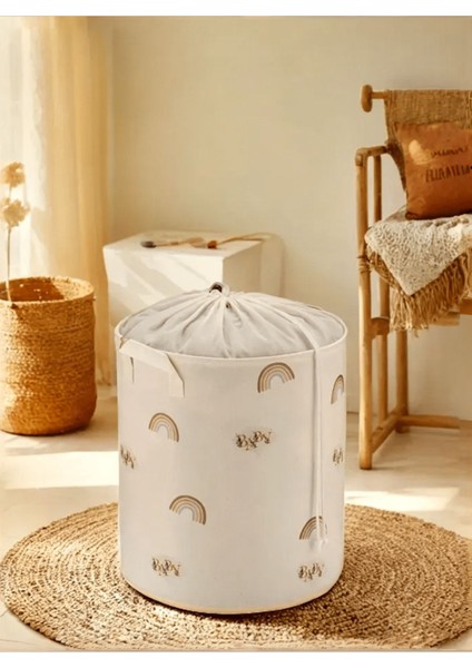 Minik Baby Tasarımlı Fileli Çocuk Odası Saklama Kutusu Düzenleyici Oyuncak Kirli Sepeti 37X40