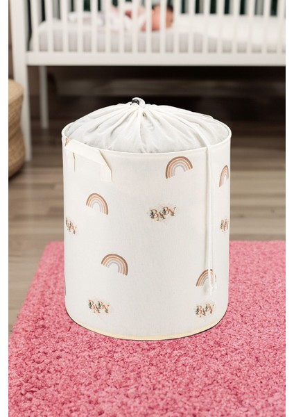 Minik Baby Tasarımlı Fileli Çocuk Odası Saklama Kutusu Düzenleyici Oyuncak Kirli Sepeti 37X40 fiyatları