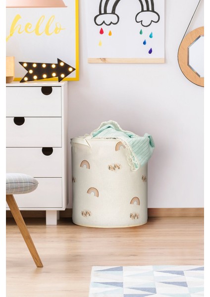 Minik Baby Tasarımlı Fileli Çocuk Odası Saklama Kutusu Düzenleyici Oyuncak Kirli Sepeti 37X40 fırsatları